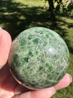 Natural Green Diopside Crystal Sphere 365g – Polished Green Gemstone #2