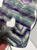 Rainbow Fluorite Decorative Carved Heart with Stand #4