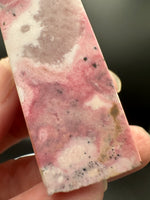 Rhodochrosite Four-Sided Tower #1 – Rose Pink and Cream Polished Crystal Point
