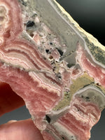 Natural Rhodochrosite Slab #11 – Pink Banded Patterns, Orb Formations & Matrix