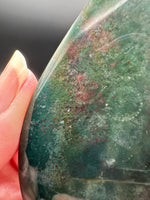 Ocean Jasper Polished Arrow Flame Freeform  #3 – Deep Green & Red Speckled – 92g