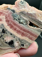 Rhodochrosite Slab #6 – Pink Banded Natural Stone Specimen with Matrix & Natural Cavity