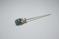 Fluorite Rose Silvertone Metal Hairpin/Scepter #5