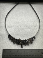 Brown & Black Handmade Natural Crystal Crown Headband – Aura-Coated Crystal Points & Crescent Moon
