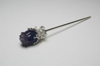 Fluorite Rose Silvertone Metal Hairpin/Scepter #2