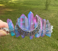 Pink, Blue & Silver Handmade Natural Crystal Crown Headband