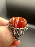 Vintage Style Carnelian Stainless Steel Adjustable Ring #4