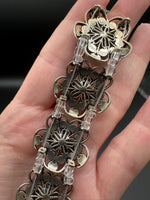 Antique Silvertone Floral Connector Strand with Turquoise-Color Accents