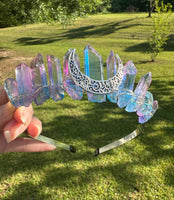 Pink & Blue Handmade Natural Crystal Crown Headband