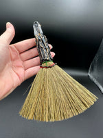 Natural Clear Quartz Decorative Crystal Broom with Om Symbol