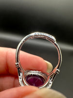 Natural Amethyst Adjustable Stainless Steel Ring – Oval Cabochon Gemstone Ring