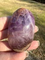Amethyst Mixed with Stripe Agate Palm Stone #5 (small rainbows)