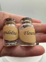 Lepidolite & Fluorite Crystal Chip Bottles – Set of 2 Mini Gemstone Bottles