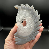 Druzy Agate Geode Indigenous-Inspired Profile Headdress Carving #1