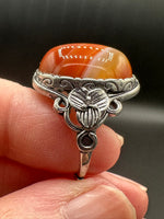 Vintage Style Carnelian Stainless Steel Adjustable Ring #8