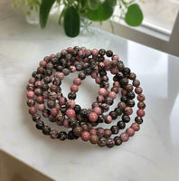 Rhodonite 6mm 7.5” Bracelet
