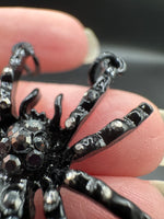 Black Rhinestone Spider Pendant Charm – Gothic Halloween Jewelry Making Supply