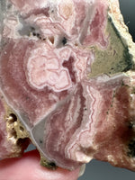 Natural Rhodochrosite Slab #11 – Pink Banded Patterns, Orb Formations & Matrix