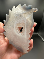 Druzy Agate Geode Indigenous-Inspired Profile Headdress Carving #6