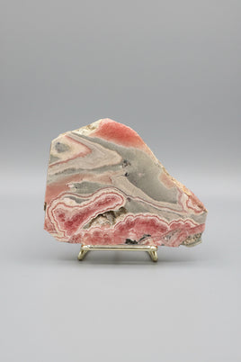 Natural Rhodochrosite Slab #19 – Pink Banded Mineral Specimen with Gray Matrix