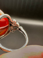 Vintage Style Carnelian Stainless Steel Adjustable Ring #7