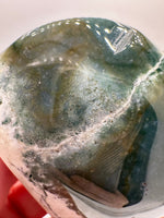 Moss Agate Carved Heart #7