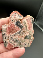 Rhodochrosite Slab #7 – Pink Banded Rhodochrosite with Black Matrix & Natural Cavities