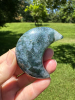 Moss Agate Carved Moon #2