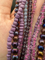 Purple Designer Mixed Glass Bead Strand Bundle – Assorted Glass Beads for Jewelry Making