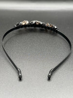 Brown & Black Handmade Natural Crystal Crown Headband – Aura-Coated Crystal Points & Crescent Moon