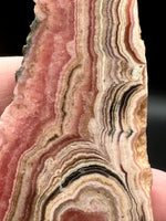 Rhodochrosite Slab #4 – Pink Banded Rhodochrosite with Concentric Eye Pattern