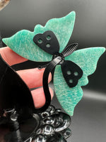 Assorted Natural Crystal Butterfly Wings with Decorative Dog Metal Stand