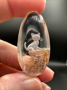 Beautiful Cat Garden Quartz Inner Scene Carving #2