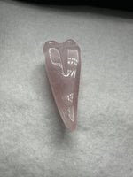 Rose Quartz Raven Skull Carving