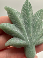 Green Aventurine Cannabis Leaf Carving #1