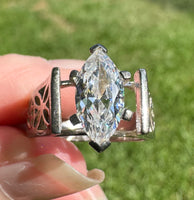 Sterling Silver 12x6mm Marquise White Cz Ring Sz 8 #20