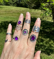 Set of 9 Silvertone Fashion Rings Assorted Sizes