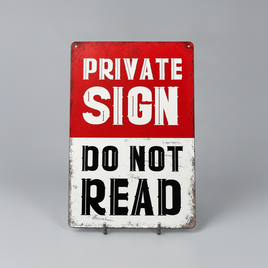 Private Sign Do Not Read Metal Tin Sign – Funny Vintage-Style Wall Decor