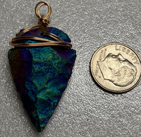 Titanium Color Arrowhead Wire Wrapped Pendant