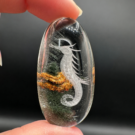 Beautiful Seahorse Garden Quartz Inner Scene Carving #2