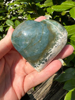 Moss Agate Carved Heart #7
