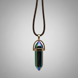 Titanium Color Pendant Point & Cord Necklace