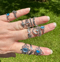 Set of 13 Silvertone Fashion Rings Assorted Sizes