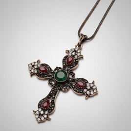 Victorian/Goth Cross Pendant & Necklace