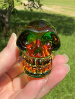 Green & Orange Glass Skull