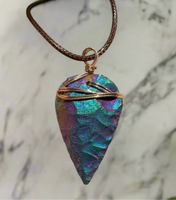 Titanium Color Arrowhead Wire Wrapped Pendant