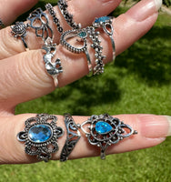 Set of 13 Silvertone Fashion Rings Assorted Sizes