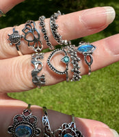 Set of 13 Silvertone Fashion Rings Assorted Sizes