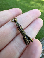 Rocket Charm/Pendant with Red Stones