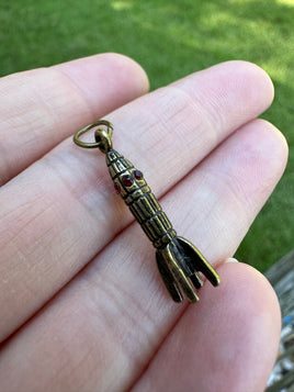 Rocket Charm/Pendant with Red Stones